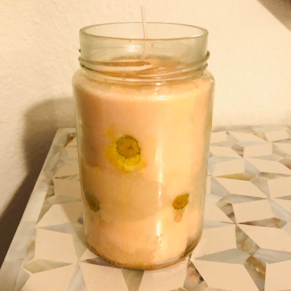 NWT Orange Floral Candle